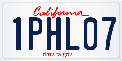 CA license plate 1PHL07