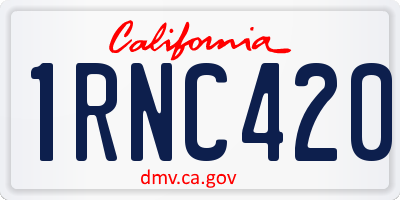 CA license plate 1RNC420