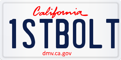 CA license plate 1STBOLT