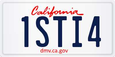 CA license plate 1STI4