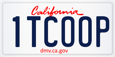 CA license plate 1TCOOP