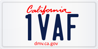 CA license plate 1VAF