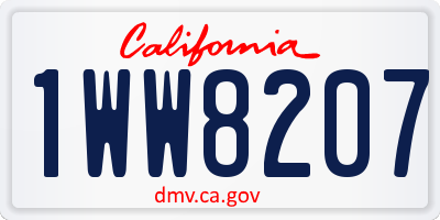 CA license plate 1WW8207