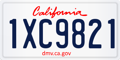 CA license plate 1XC9821