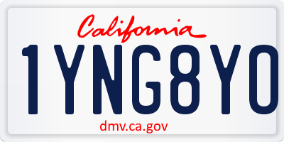 CA license plate 1YNG8YO