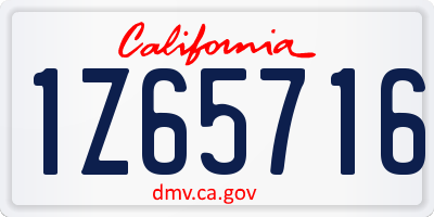 CA license plate 1Z65716