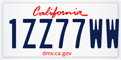 CA license plate 1ZZ77WW