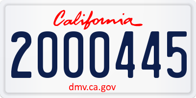 CA license plate 2000445