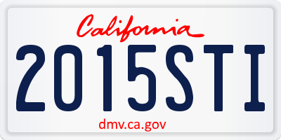 CA license plate 2015STI