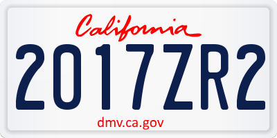 CA license plate 2017ZR2