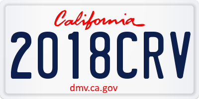 CA license plate 2018CRV