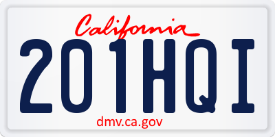 CA license plate 201HQI