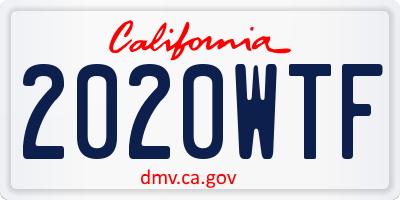 CA license plate 2020WTF