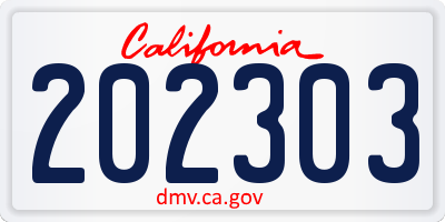 CA license plate 202303