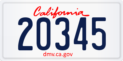 CA license plate 20345