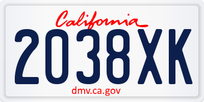 CA license plate 2038XK