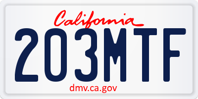 CA license plate 203MTF