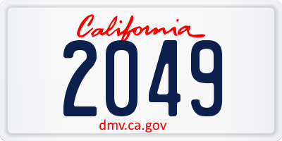 CA license plate 2049