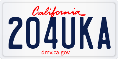 CA license plate 204UKA