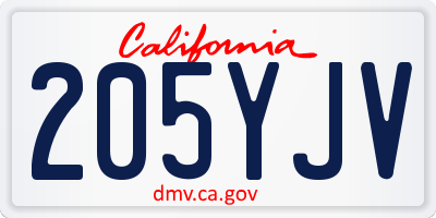 CA license plate 205YJV