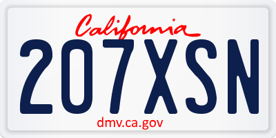 CA license plate 207XSN