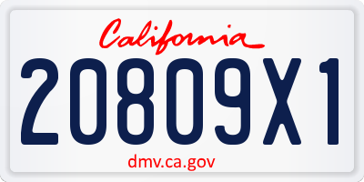 CA license plate 20809X1