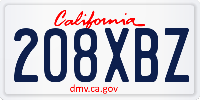 CA license plate 208XBZ