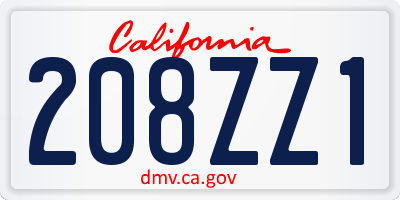 CA license plate 208ZZ1