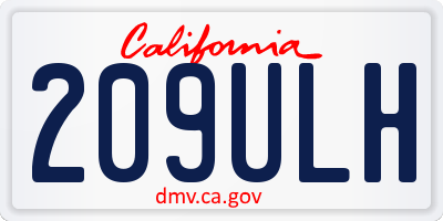 CA license plate 209ULH