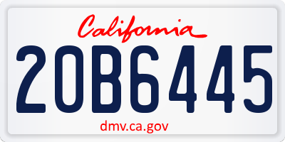 CA license plate 20B6445