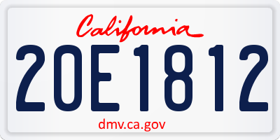 CA license plate 20E1812