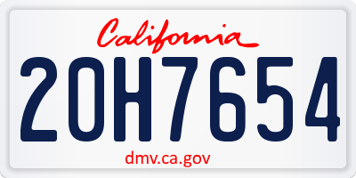 CA license plate 20H7654