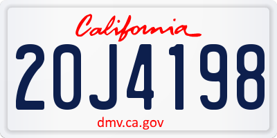 CA license plate 20J4198