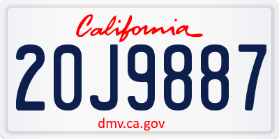 CA license plate 20J9887