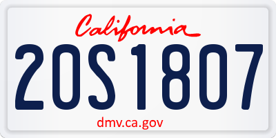 CA license plate 20S1807