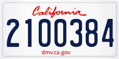 CA license plate 2100384