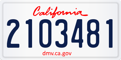 CA license plate 2103481