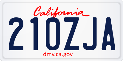 CA license plate 210ZJA