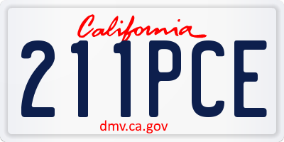 CA license plate 211PCE