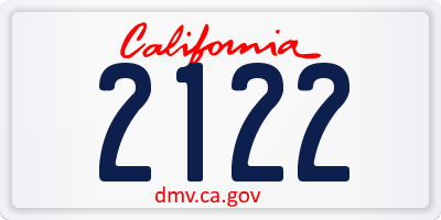 CA license plate 2122