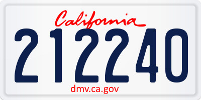 CA license plate 212240