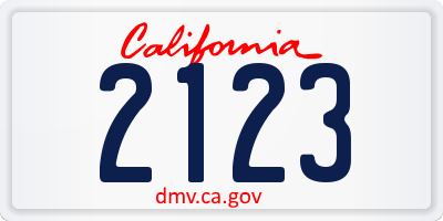 CA license plate 2123