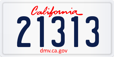 CA license plate 21313