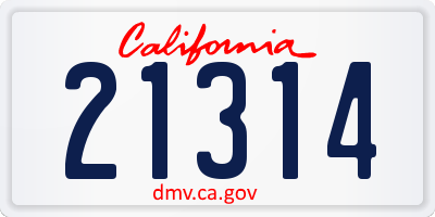 CA license plate 21314