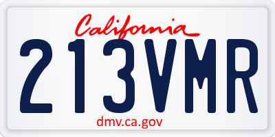 CA license plate 213VMR