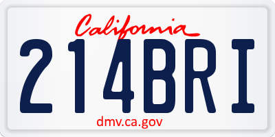 CA license plate 214BRI