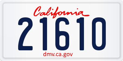 CA license plate 21610