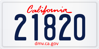 CA license plate 21820