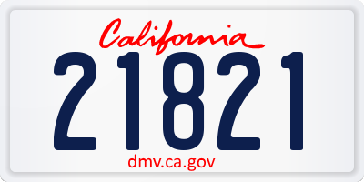 CA license plate 21821