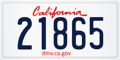 CA license plate 21865